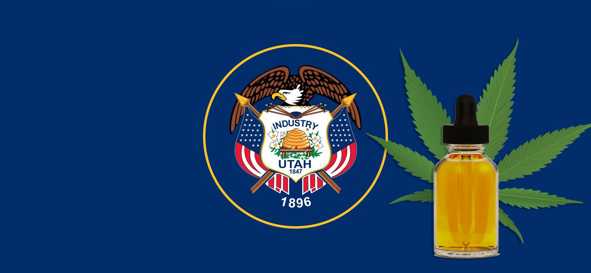 CBD Oil And Utah Flag.