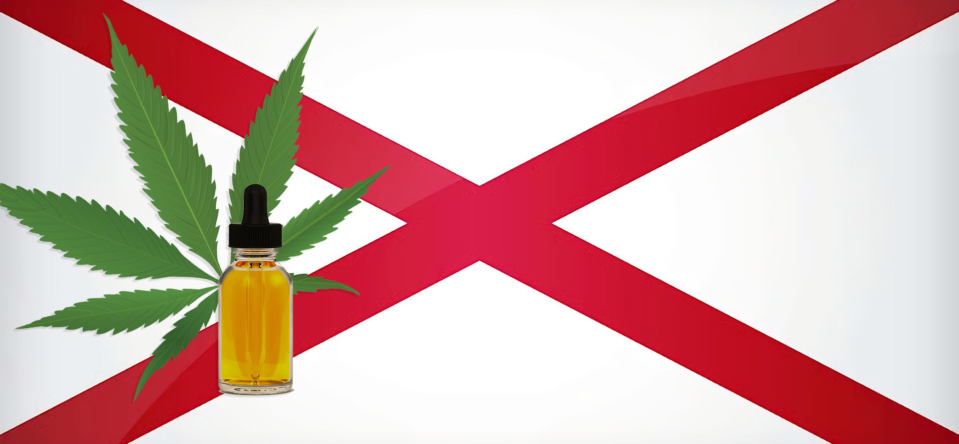 CBD Oil Bottle And Alabama Flag.