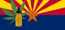 CBD Oil Bottle And Arizona Flag.