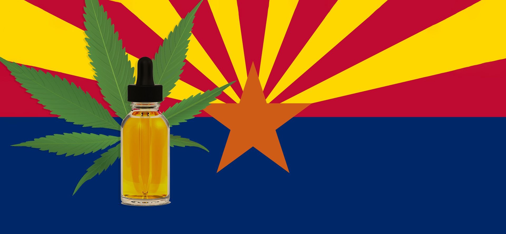 CBD Oil Bottle And Arizona Flag.