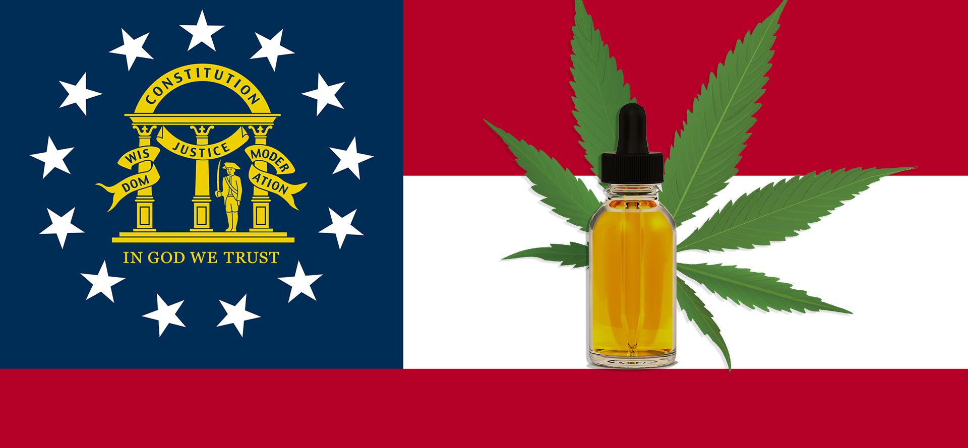 CBD Oil Bottle And Georgia Flag.