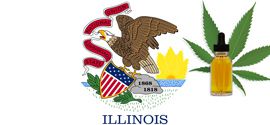 CBD Oil Bottle And Illinois Flag.