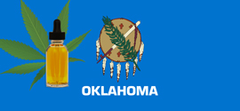 CBD Oil Bottle And Oklahoma Flag.