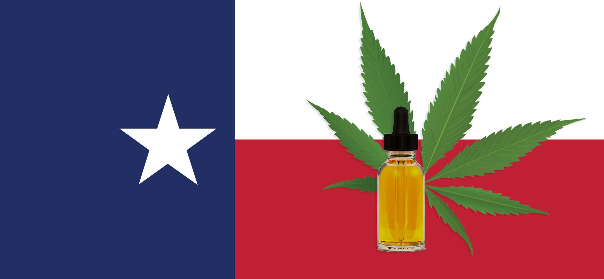 CBD Oil Bottle And Texas Flag.