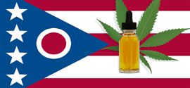 CBD Oil Bottle And Ohio Flag.