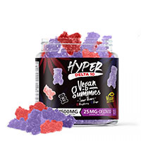 Hyper Delta-10 THC Vegan Gummies Bears - Raspberry and Grape - 1500MG.